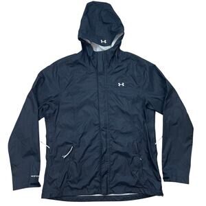 Under Armour Storm Surge Waterproof Rain Jacket Women XL Black Hooded Running